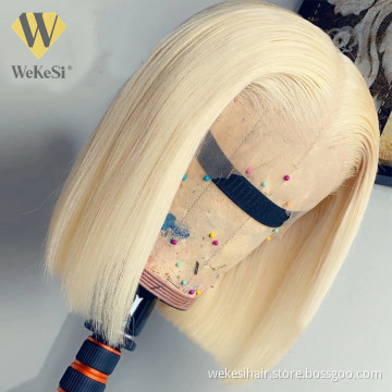 Wholesale 1b/613 Virgin Hair Short Bob Wig, Good Quality Brazilian Remy Hair 13*4 Lace Front Bob Wigs 9A 10A Blonde